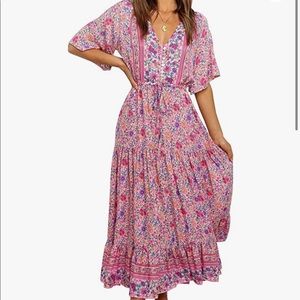 Floral Boho Midi Dress